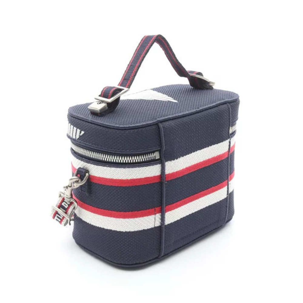 Dior Vanity White Navy Canvas Handbag TRAVEL Red Blue Blue Red